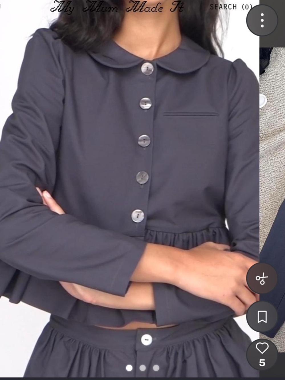 Peter Pan Collar Cropped Blazer in Charcoal